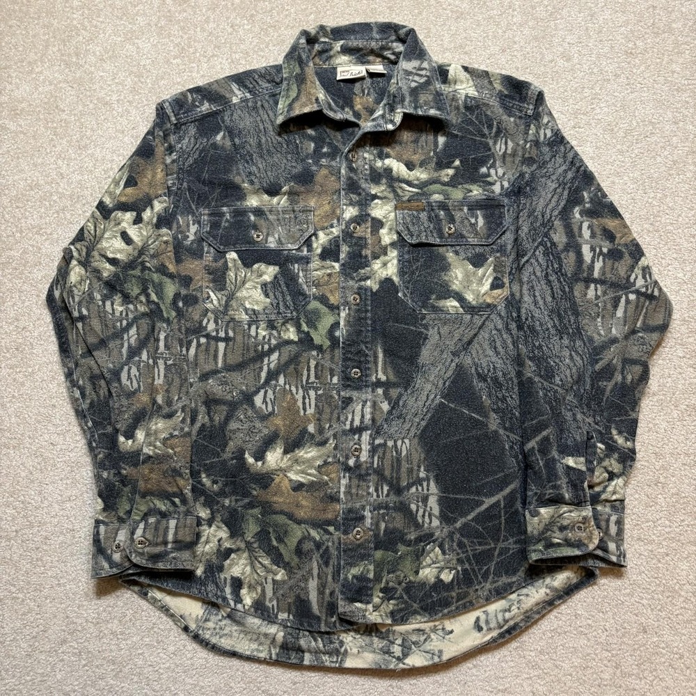 Woolrich Shirt Mens Medium Mossy Oak Camo Flannel Button Up Long Sleeve Hunting
